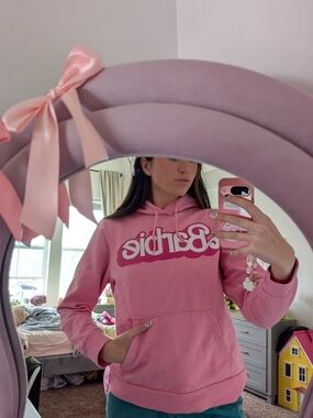 Barbie Girly Pink Hoodie Size Large